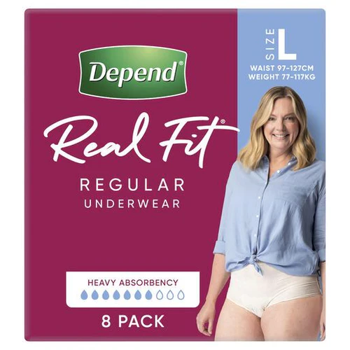 Depend Real Fit Regular Underwear for Women | Pack of 8 - Image 3